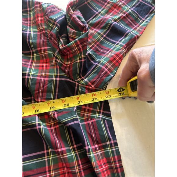 Talbots Red Tartan Plaid Shirt Sz XL Pullover Rhinestone Buttons Accent Holiday - Picture 10 of 12
